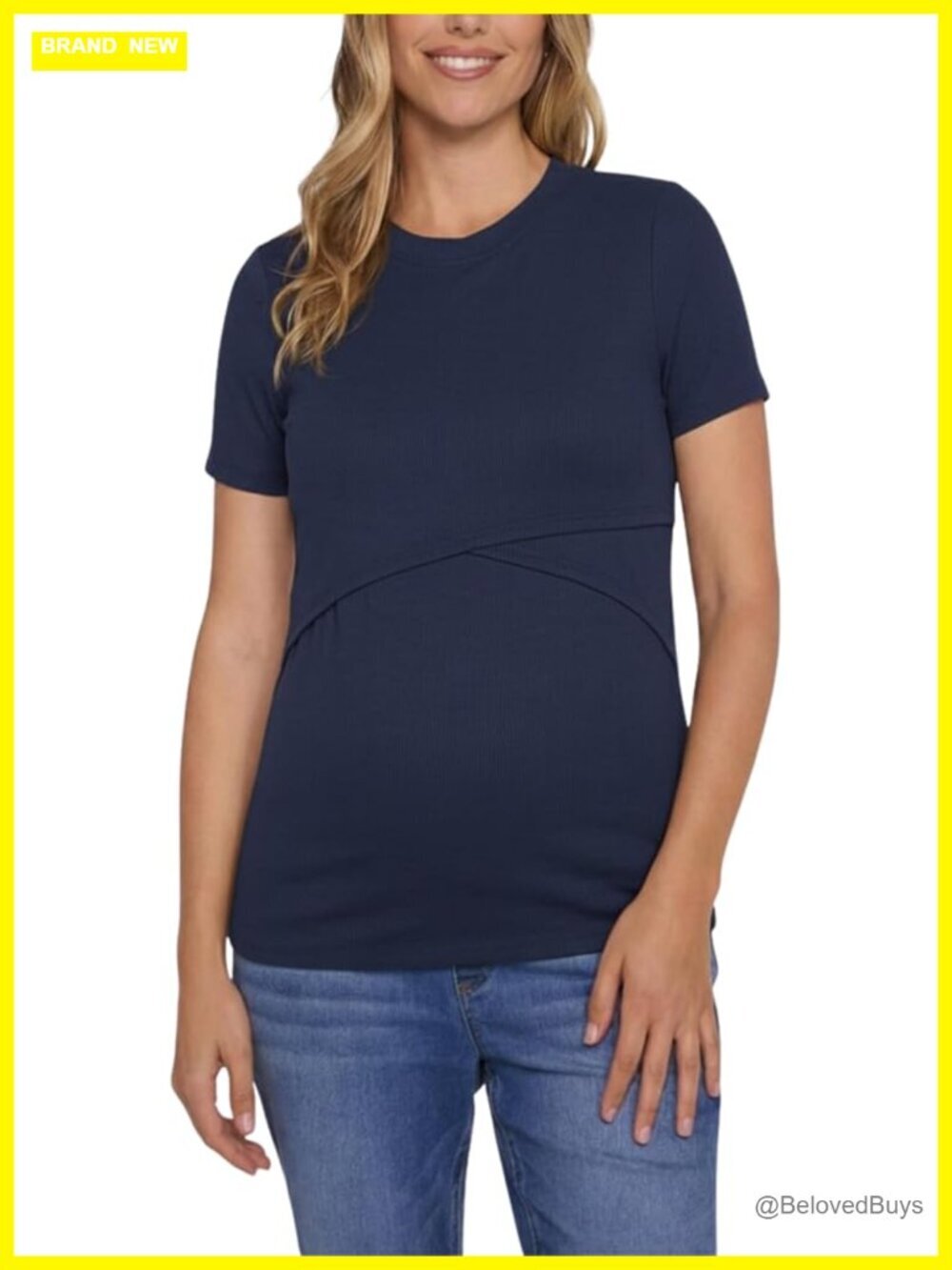 Short Sleeve Crew Neck Cross-Over Nursing Tee Shirt